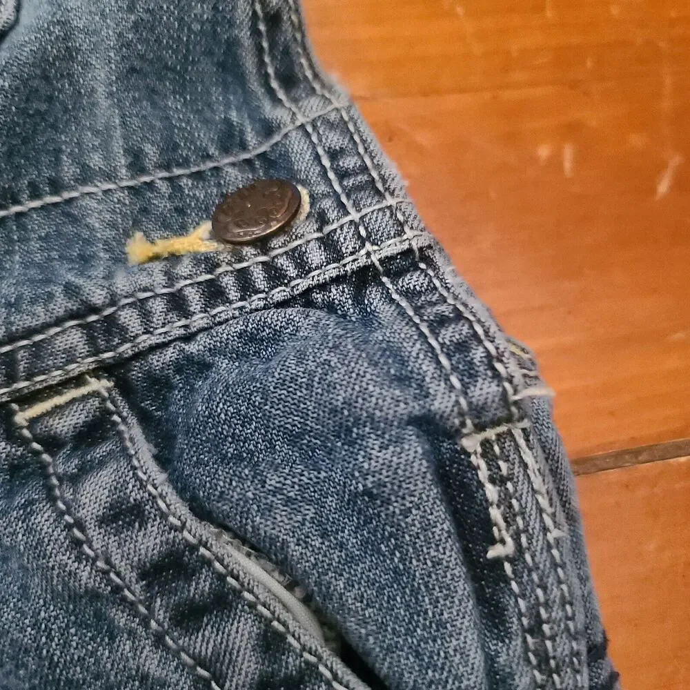 OshKosh B'Gosh Vestbak Denim Carpenter Overalls 24M Blue USA Snap Vintage